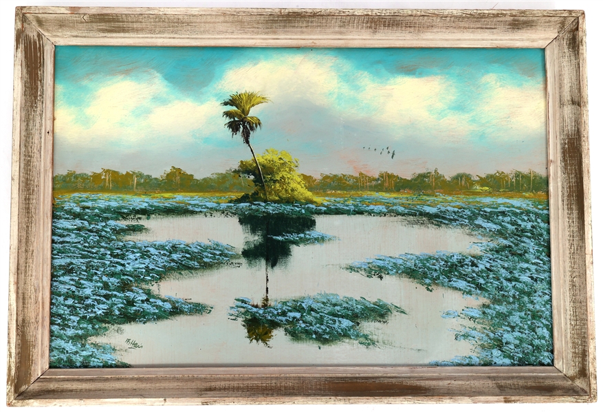 AL HAIR FLORIDA HIGHWAYMEN PAINTING HYACINTH MARSH