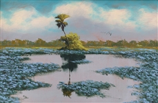 AL HAIR FLORIDA HIGHWAYMEN PAINTING HYACINTH MARSH