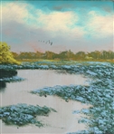 AL HAIR FLORIDA HIGHWAYMEN PAINTING HYACINTH MARSH