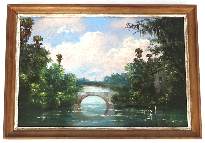 ROY MCLENDON FLORIDA HIGHWAYMEN PAINTING BRIDGE SCENE