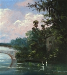 ROY MCLENDON FLORIDA HIGHWAYMEN PAINTING BRIDGE SCENE