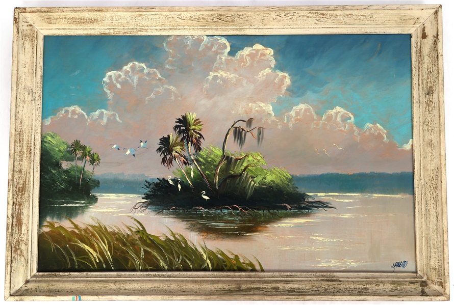 LIVINGSTON ROBERTS FLORIDA HIGHWAYMEN PAINTING MARSH