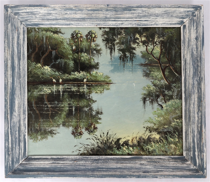 WILLIE DANIELS FLORIDA HIGHWAYMEN OIL PAINTING RIVER