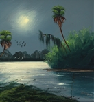 AL HAIR FLORIDA HIGHWAYMEN OIL PAINTING NIGHT MARSH