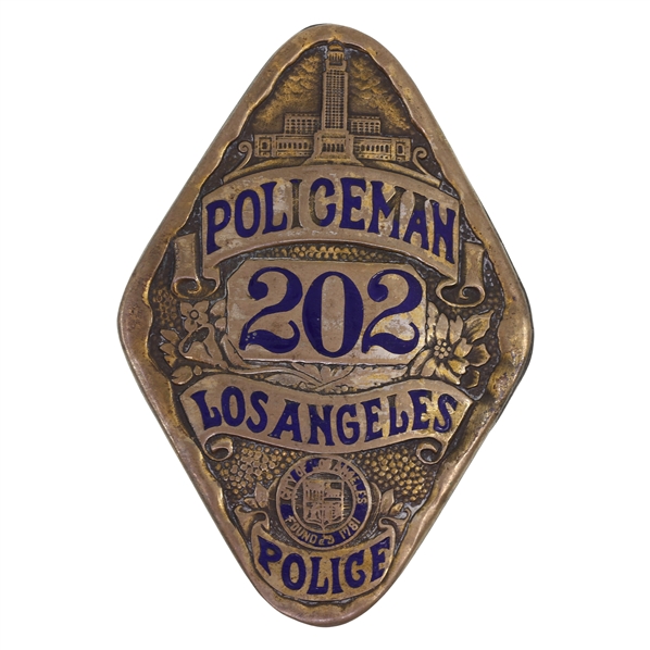 OBSOLETE LOS ANGELES CA POLICEMAN BADGE #202