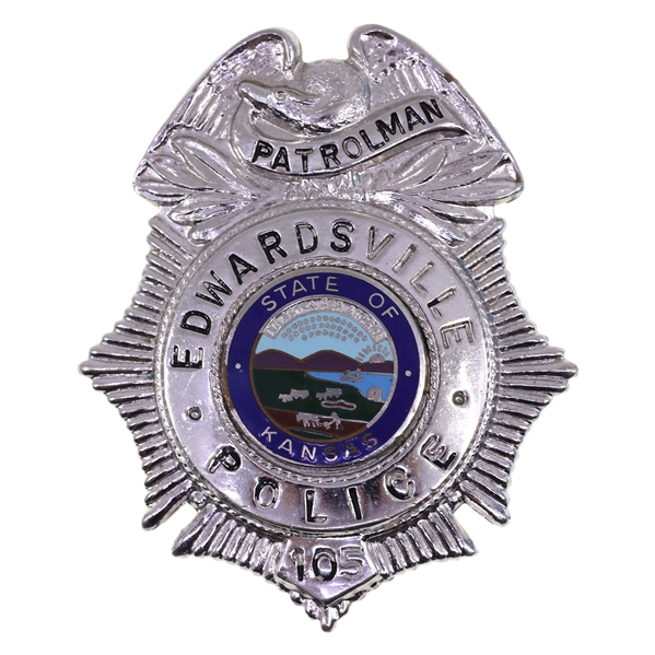 OBSOLETE EDWARDSVILLE KANSAS POLICE PATROLMAN BADGE