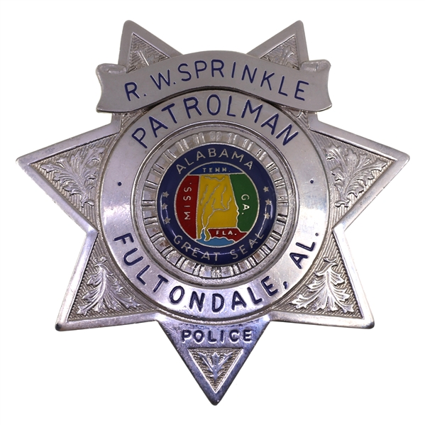 OBSOLETE FULTONDALE ALABAMA POLICE PATROLMAN BADGE