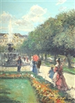 HANS JOSEPH WILHELM BECKER OIL ON CANVAS PALACE GARDEN