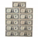 US $1 BLUE SEAL SILVER CERTIFICATES - LOT OF 11