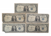 US $1 BLUE SEAL SILVER CERTIFICATES - LOT OF 10