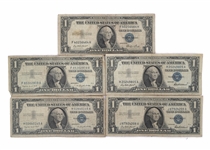 US $1 BLUE SEAL SILVER CERTIFICATES - LOT OF 10