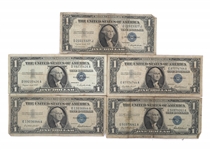 US $1 BLUE SEAL SILVER CERTIFICATES - LOT OF 10