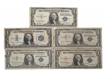 US $1 BLUE SEAL SILVER CERTIFICATES - LOT OF 10