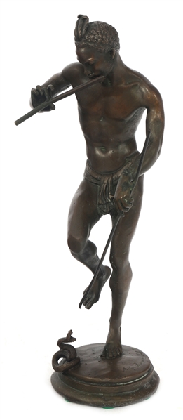 AFTER C.A. BOURGEOIS SNAKE CHARMER BRONZE SCULPTURE