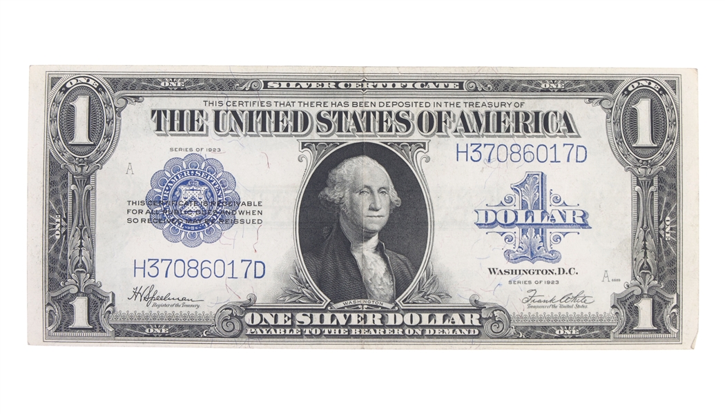 1923 US $1 BLUE SEAL SILVER CERTIFICATE "HORSE BLANKET"