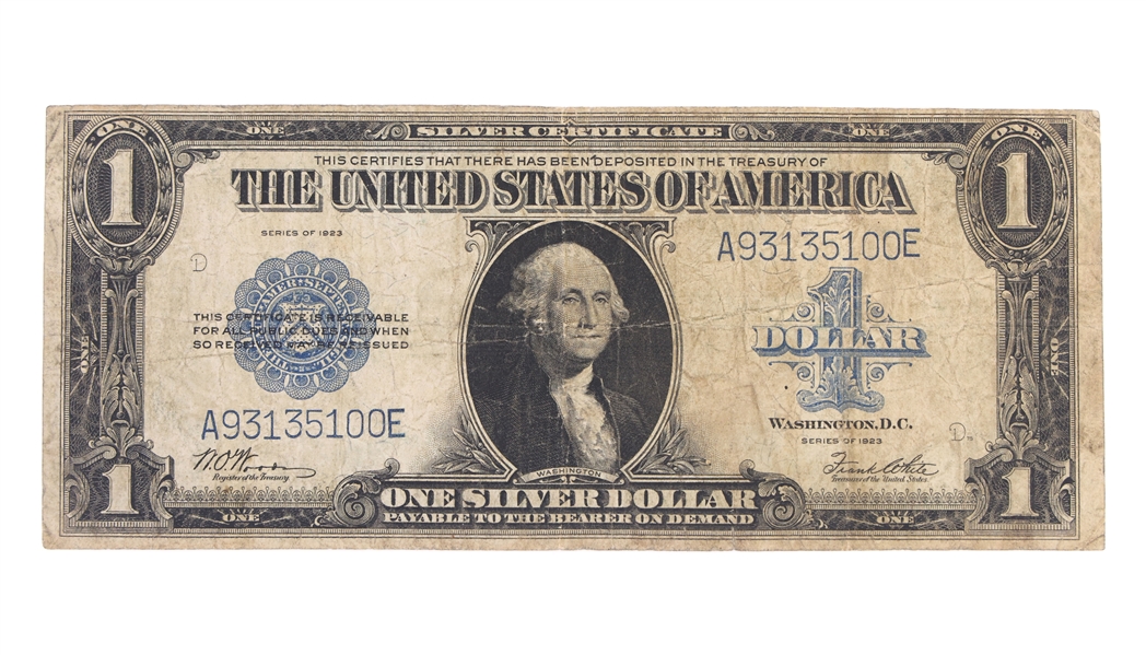 1923 US $1 BLUE SEAL SILVER CERTIFICATE "HORSE BLANKET"