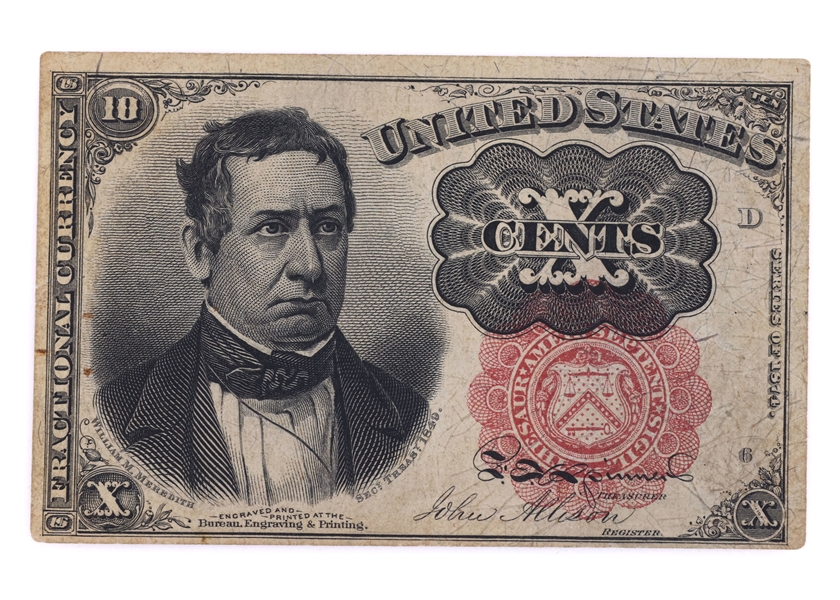 OBSOLETE US 1874 10C 5TH ISSUE FRACTIONAL CURRENCY