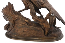 AFTER JULES MOIGNIEZ PHEASANT & WEASEL BRONZE SCULPTURE