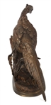 AFTER JULES MOIGNIEZ PHEASANT & WEASEL BRONZE SCULPTURE
