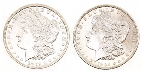 1879 & 1904 US SILVER MORGAN DOLLAR COINS