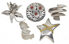 STERLING SILVER TAXCO BROOCHES & BROOCH-PENDANT