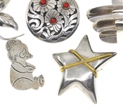 STERLING SILVER TAXCO BROOCHES & BROOCH-PENDANT