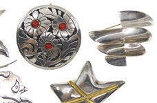 STERLING SILVER TAXCO BROOCHES & BROOCH-PENDANT