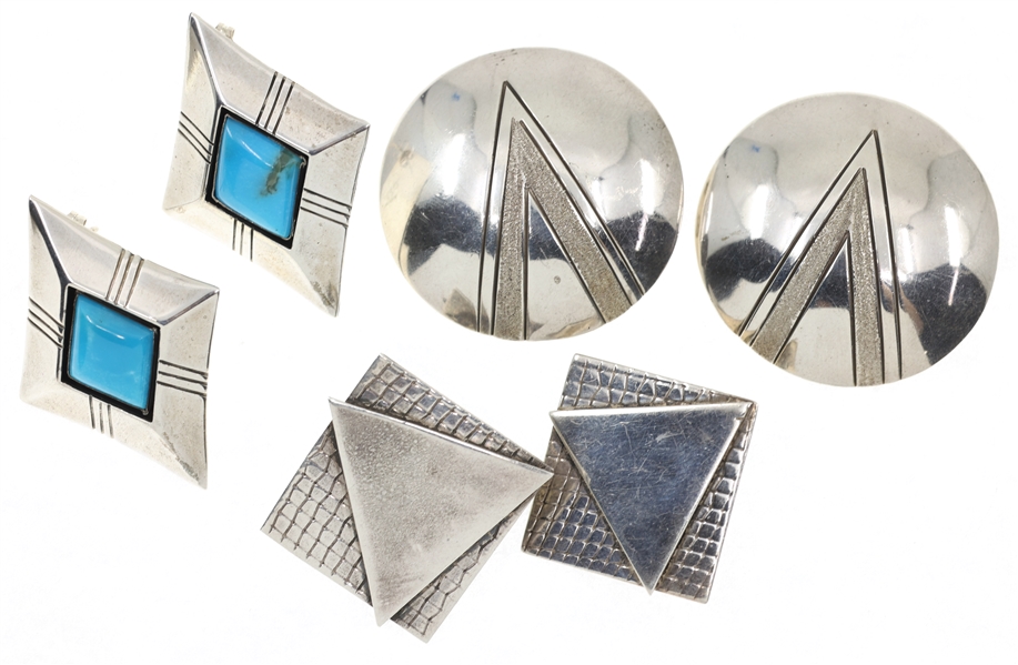 ARTIST-SIGNED STERLING SILVER FASHION EARRINGS 