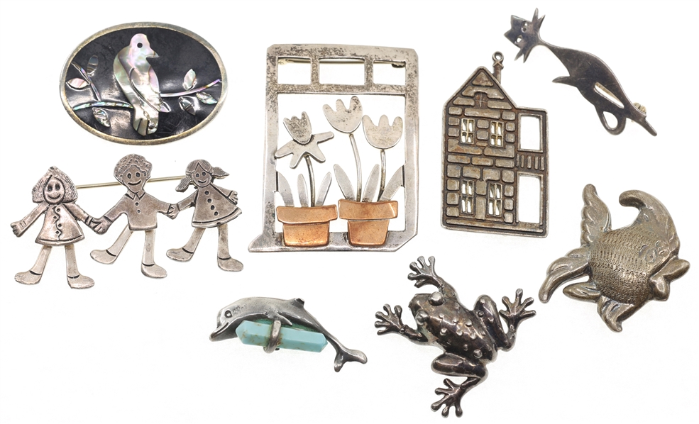 STERLING SILVER FASHION BROOCHES