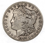 1904-S US SILVER MORGAN DOLLAR COIN - VG/F