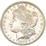 1883-O US SILVER MORGAN $1 AU/MS COINS - LOT OF 2