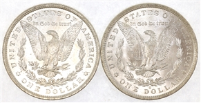 1883-O US SILVER MORGAN $1 AU/MS COINS - LOT OF 2