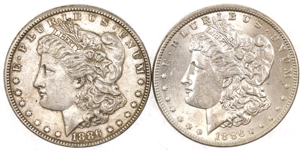 1886 US SILVER MORGAN DOLLAR XF COINS - LOT OF 2