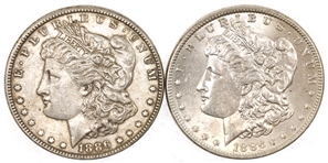 1886 US SILVER MORGAN DOLLAR XF COINS - LOT OF 2