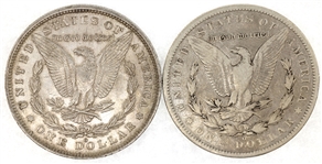 1882-O US SILVER MORGAN $1 VG/XF COINS - LOT OF 2