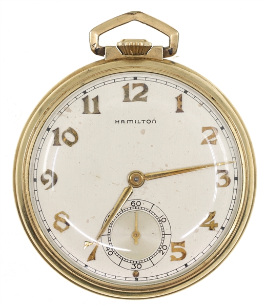 MENS HAMILTON GOLD-FILLED CASE POCKET WATCH