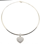 14K WHITE GOLD 3.38 CTW DIAMOND PAVE PENDANT & CHAIN