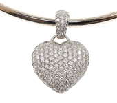14K WHITE GOLD 3.38 CTW DIAMOND PAVE PENDANT & CHAIN