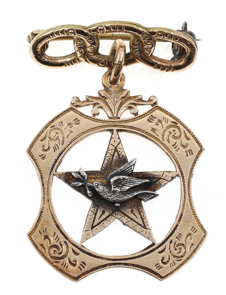 10K YELLOW GOLD I.O.O.F. DOVE & OLIVE BRANCH PIN
