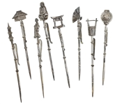STERLING SILVER ASIAN ARTS FINIAL COCKTAIL PICKS