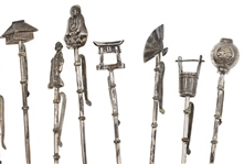 STERLING SILVER ASIAN ARTS FINIAL COCKTAIL PICKS
