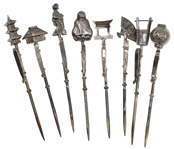 STERLING SILVER ASIAN ARTS FINIAL COCKTAIL PICKS