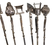 STERLING SILVER ASIAN ARTS FINIAL COCKTAIL PICKS