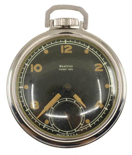 STAINLESS STEEL WESTCLOX "POCKET BEN" POCKET WATCH