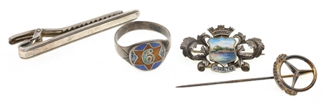 .800, .835, .935 SILVER PINS, TIE CLIP, & RING