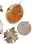 STERLING SILVER PENDANTS, BROOCH, & COLLAR TIPS