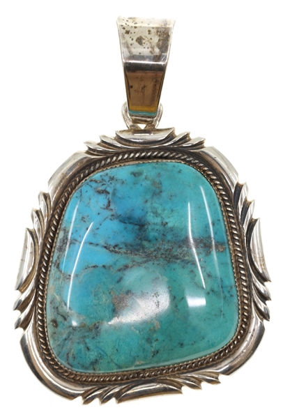 STERLING SILVER MARK YAZZIE OVERSIZE TURQUOISE PENDANT