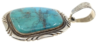 STERLING SILVER MARK YAZZIE OVERSIZE TURQUOISE PENDANT