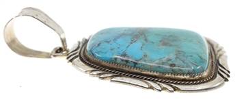STERLING SILVER MARK YAZZIE OVERSIZE TURQUOISE PENDANT