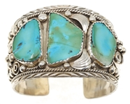 STERLING SILVER ALBERT LEE TURQUOISE CUFF BRACELET